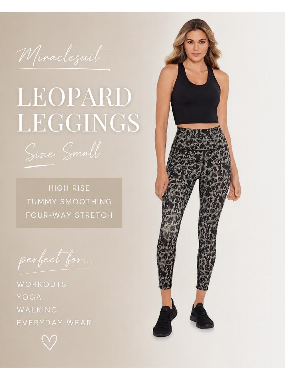 Miraclesuit Leggings Small Green Leopard Print High Rise Shaping Athleisure $68